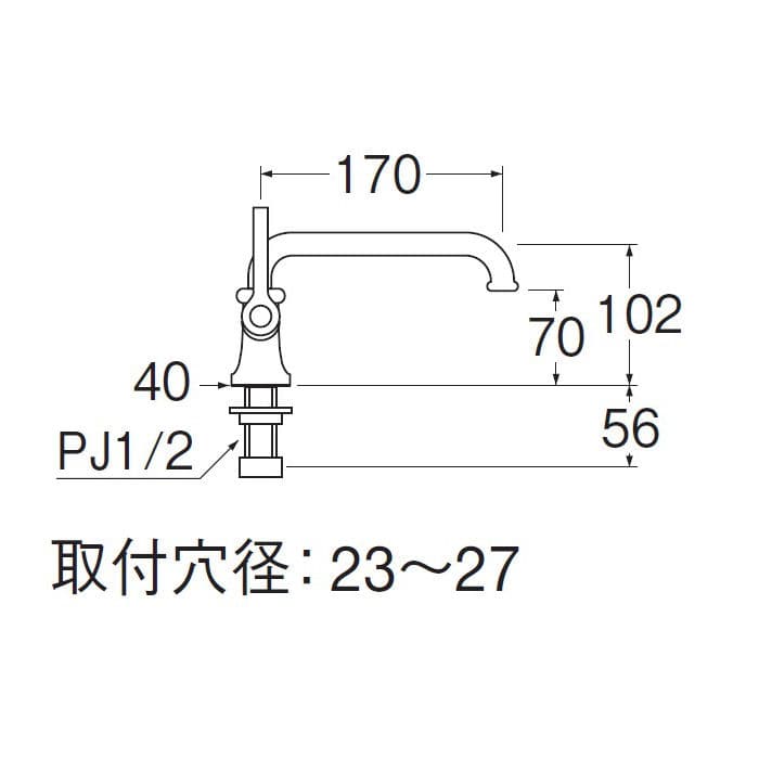 ＳＡＮＥＩ（サンエイ）レバー式立形自在水栓　左ハンドル　９０度開閉　Ａ５３１０Ｌ－１３