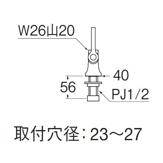 ＳＡＮＥＩ（サンエイ）レバー式立形自在水栓本体（左ハンドル、吐水パイプ無し）　９０度開閉　Ａ５３１０ＬＦ－１３