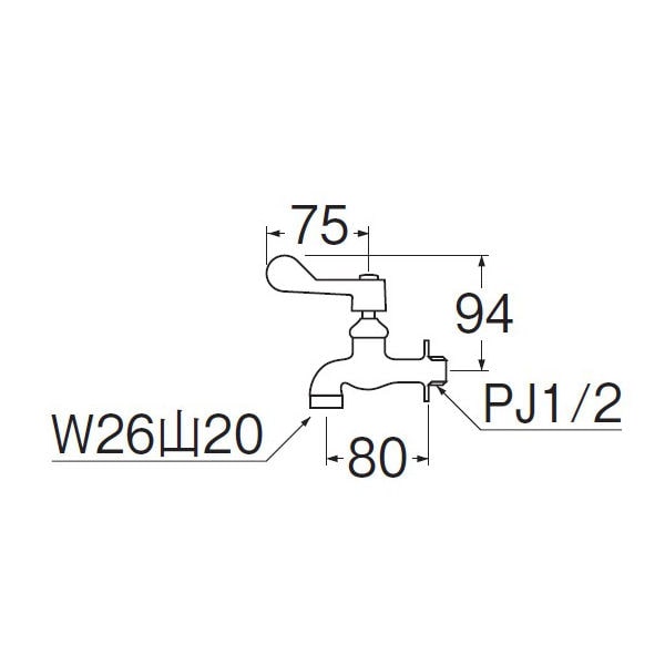 ＳＡＮＥＩ（サンエイ）レバー式自在水栓本体（吐水パイプ無し）　９０度開閉　Ａ１３１０Ｆ－１３