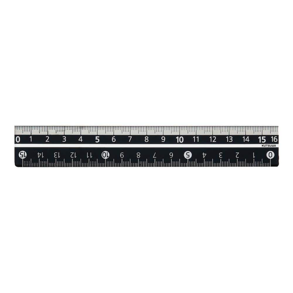 クツワ　カラー定規　ブラック　１６ｃｍ