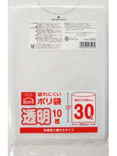 コメリセレクト　破れにくいポリ袋　３０Ｌ　１０枚　透明　ＰＫ３３