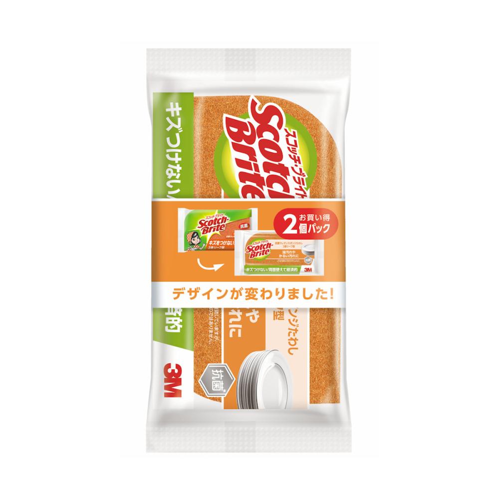 3M スコッチ・ブライト 抗菌ウレタンスポンジたわし リーフ 2個パック