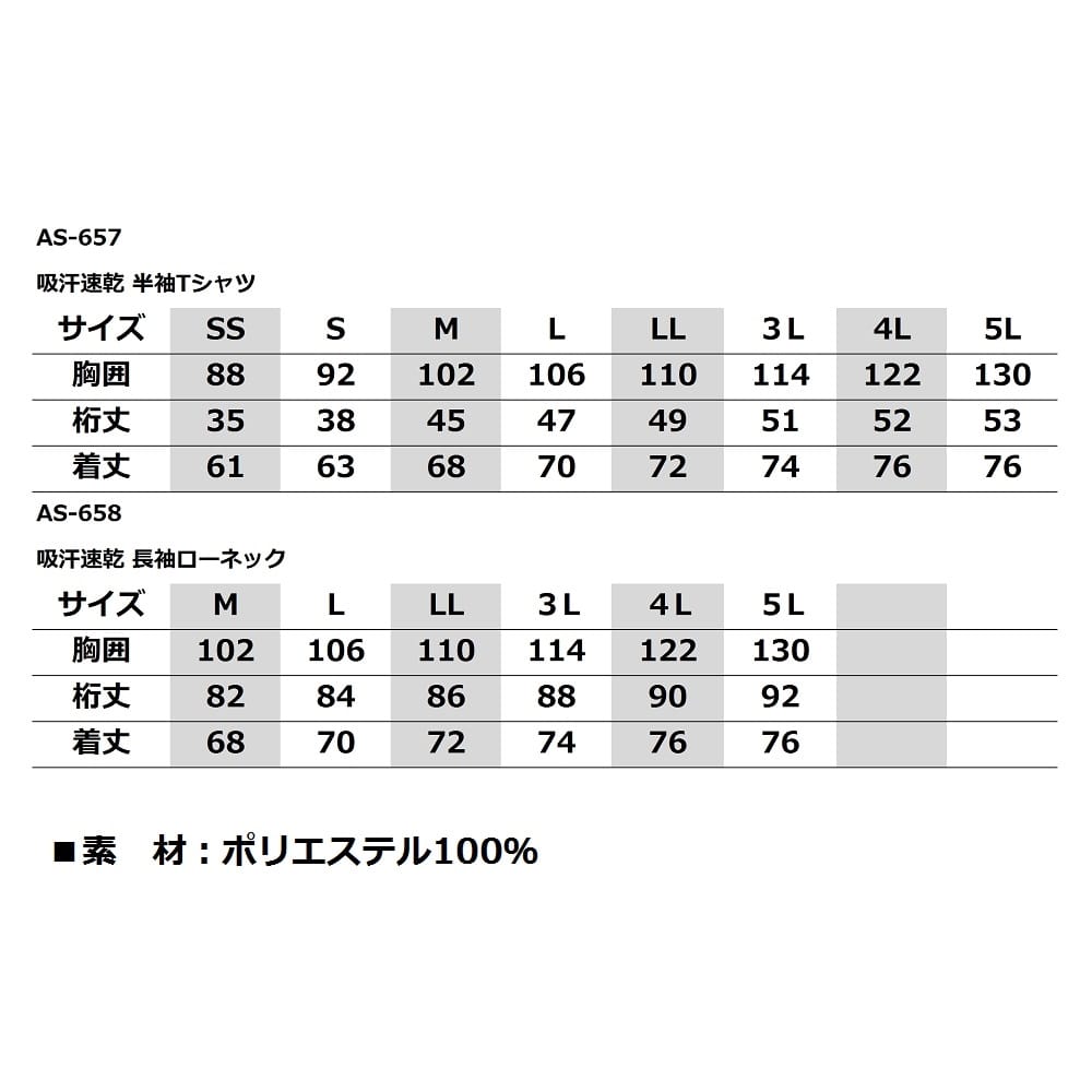 コーコス信岡　半袖Ｔシャツ　吸汗速乾　男女兼用　ホワイト　Ｌ　ＡＳ－６５７