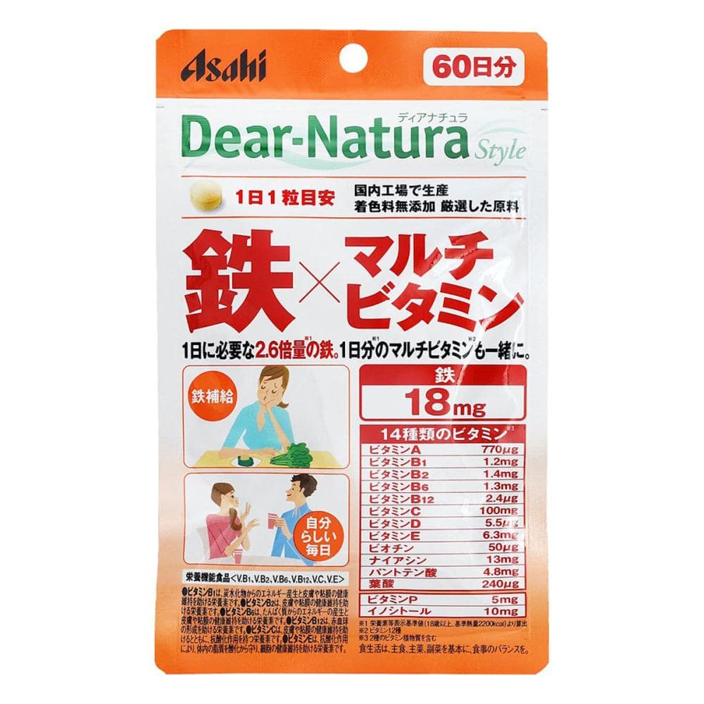 アサヒ ディアナチュラスタイル 鉄×マルチビタミン60日 60粒