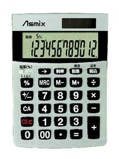 アスカ　消費税電卓　Ｓ　１２桁表示　シルバー