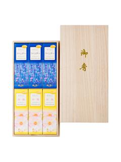 日本香堂　かたりべ　ラベンダー／白梅　桐箱サック６入　包装品