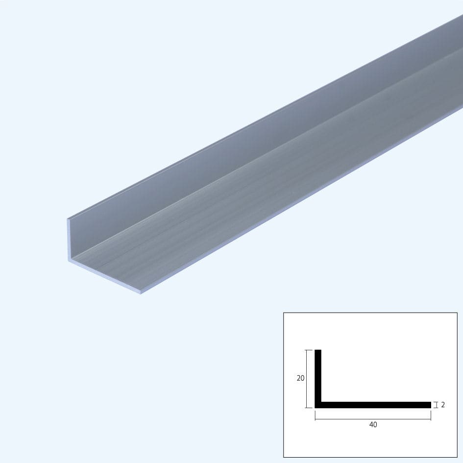 アルミアングル　２．０×４０×２０×４０００　シルバー