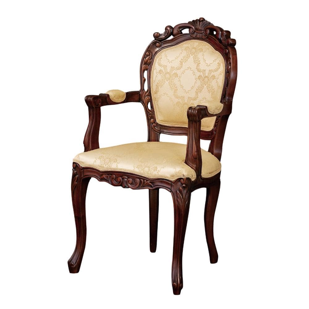 クロシオ　アンティーク調ダイニングチェア　フランシスカチェアー　肘付　ブラウン