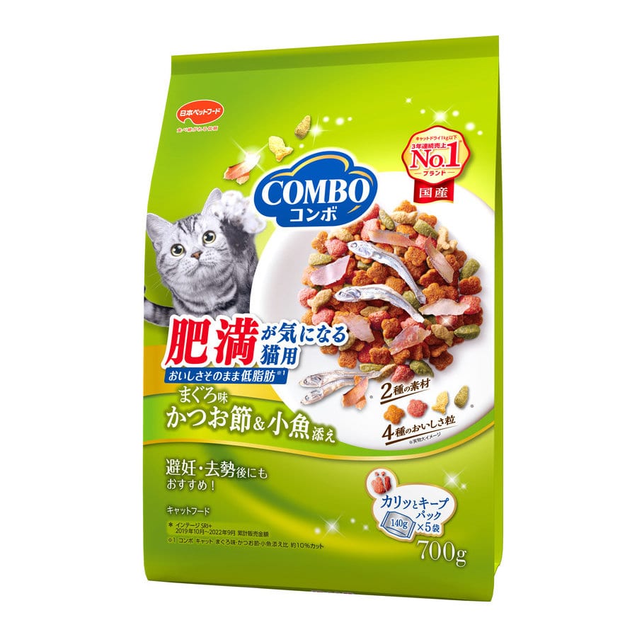 日本ペット　コンボキャット　キャット　肥満が気になる猫用　まぐろ味かつお節・小魚添え　７００ｇ