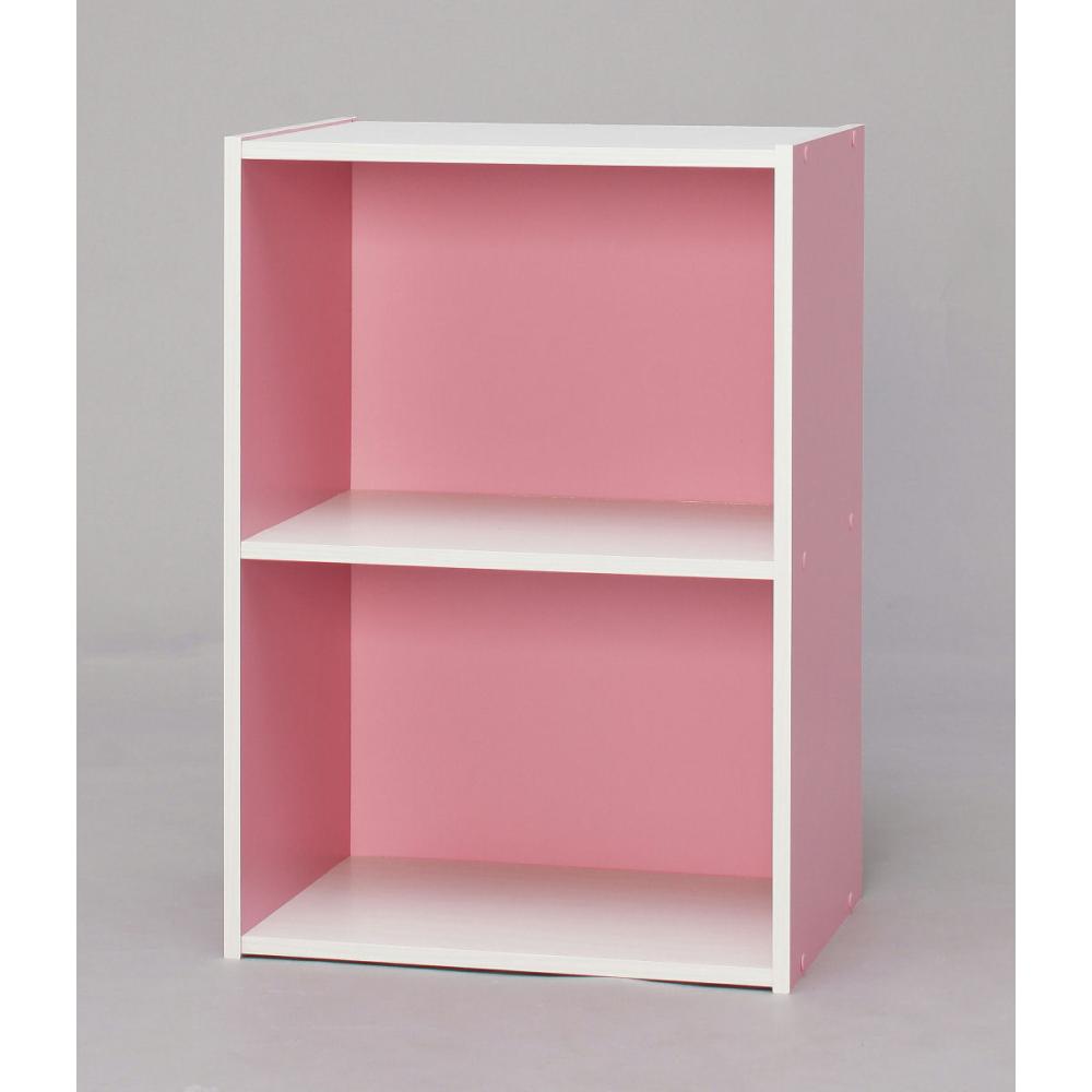 カラーボックス　２段　ピンク／オフホワイト　ＣＸ－２