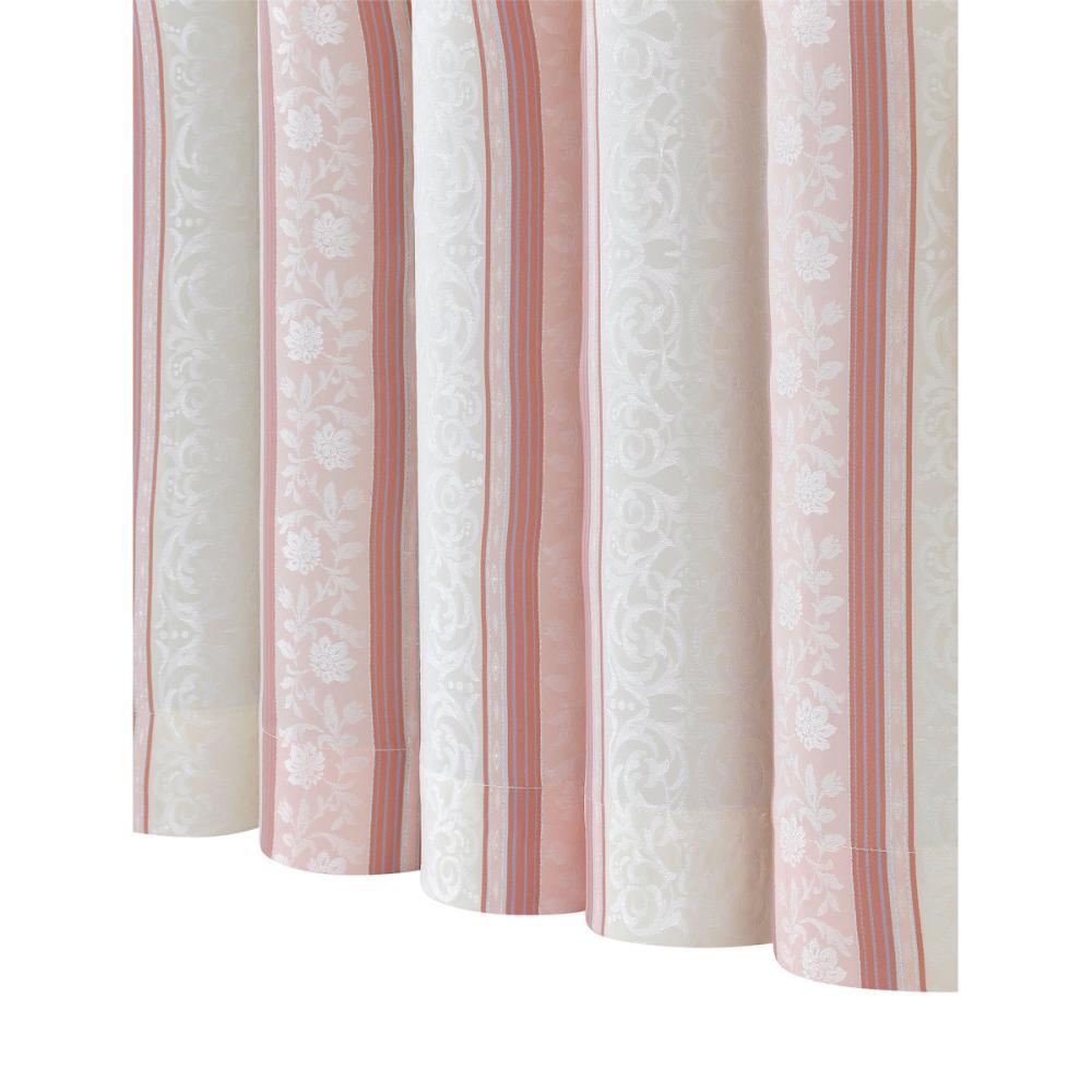 ドレープカーテン　アングル　遮光性・遮熱・裏地付き　ローズ　１００×２００ｃｍ　２枚組