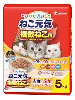 ユニ・チャーム　ねこ元気　複数ねこ用　お魚とお肉　５ｋｇ