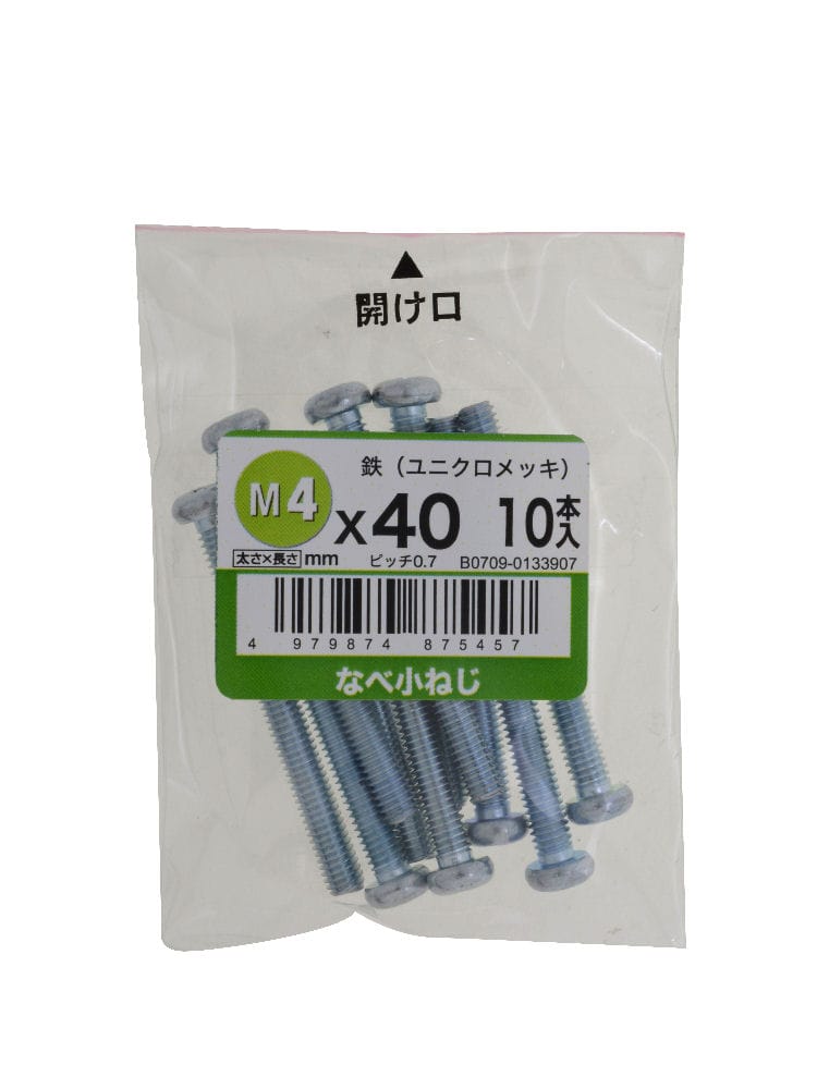 なべ小ネジユニクロ 10個入 4×40mm