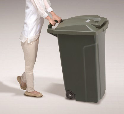 SPハンドル付ダストボックス 90L（2輪付） グリーン の