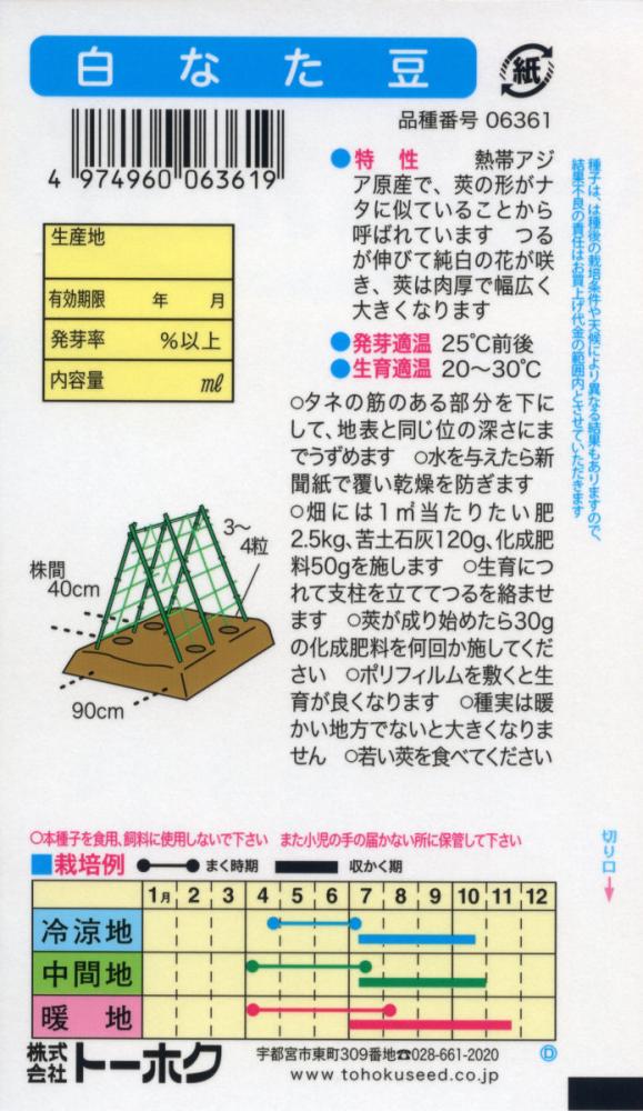 豆類種子　白なた豆