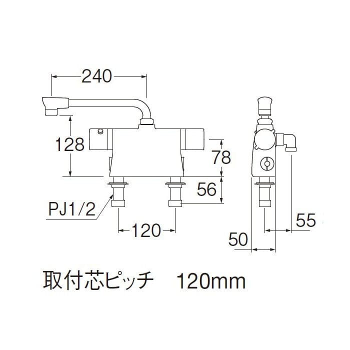 サーモデッキシャワー混合栓　ＳＫ７８５０１Ｄ－Ｌ