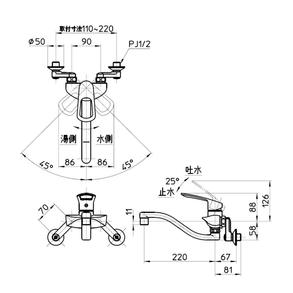 ＳＡＮＥＩ（サンエイ） シングル混合栓 一般地用 Ｋ１７１２ＥＡ－１３ の通販 ホームセンター コメリドットコム