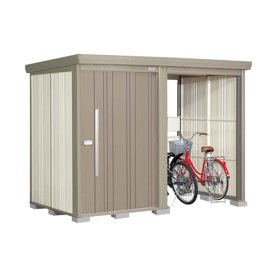 タクボ物置　Ｍｒ．ストックマン　プラスアルファ　間口２８３×奥行１５９ｃｍ　駐輪部間口１５０ｃｍ　多雪型・結露減少屋根　トロピカルオレンジ　ＴＰ－ＳＺ２８１５Ｔ