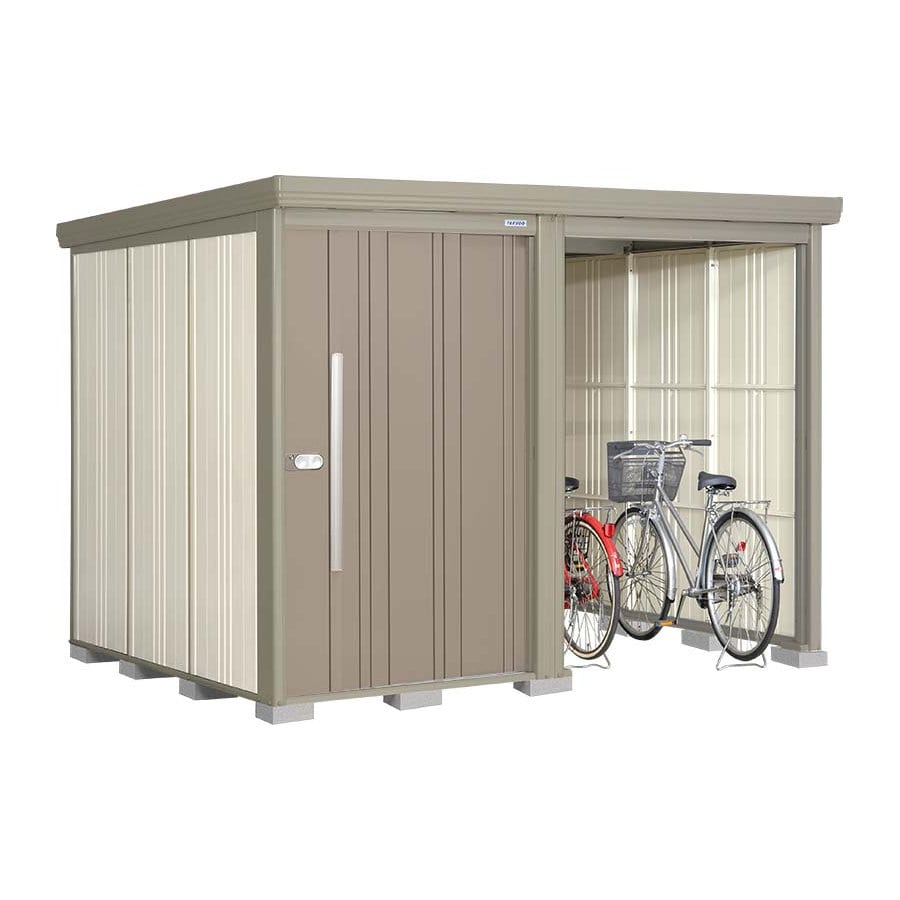 タクボ物置　Ｍｒ．ストックマン　プラスアルファ　間口２８３×奥行２２９ｃｍ　駐輪部間口１５０ｃｍ　一般型・結露減少屋根　カーボンブラウン　ＴＰ－Ｚ２８２２Ｂ