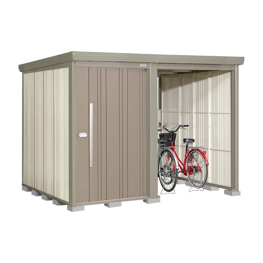 タクボ物置　Ｍｒ．ストックマン　プラスアルファ　間口２８３×奥行２６２ｃｍ　駐輪部間口１５０ｃｍ　多雪型・標準屋根　カーボンブラウン　ＴＰ－Ｓ２８２６Ｂ