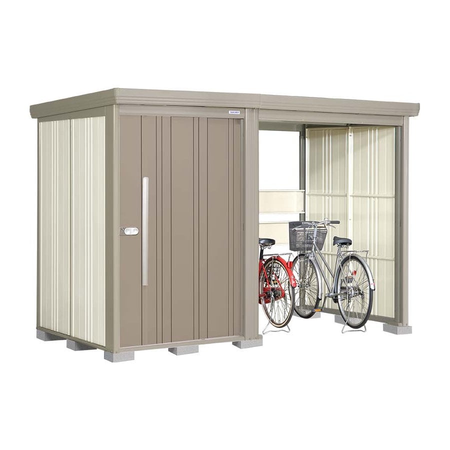 タクボ物置　Ｍｒ．ストックマン　プラスアルファ　間口３１６×奥行１５９ｃｍ　駐輪部間口１８３ｃｍ　一般型・標準屋根　トロピカルオレンジ　ＴＰ－３１Ｒ１５Ｔ