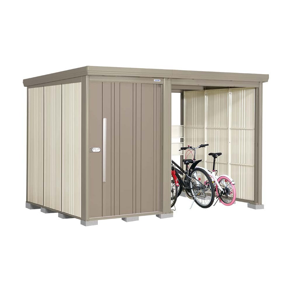 タクボ物置　Ｍｒ．ストックマン　プラスアルファ　間口３１６×奥行２２９ｃｍ　駐輪部間口１８３ｃｍ　多雪型・標準屋根　トロピカルオレンジ　ＴＰ－Ｓ３１Ｒ２２Ｔ