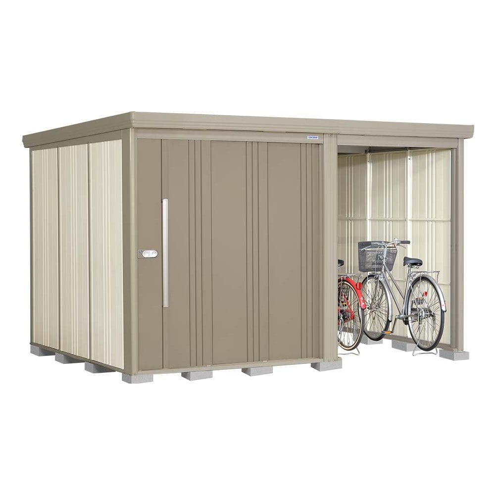 タクボ物置　Ｍｒ．ストックマン　プラスアルファ　間口３３５×奥行２２９ｃｍ　駐輪部間口１５０ｃｍ　一般型・標準屋根　ムーンホワイト　ＴＰ－３３２２Ｗ