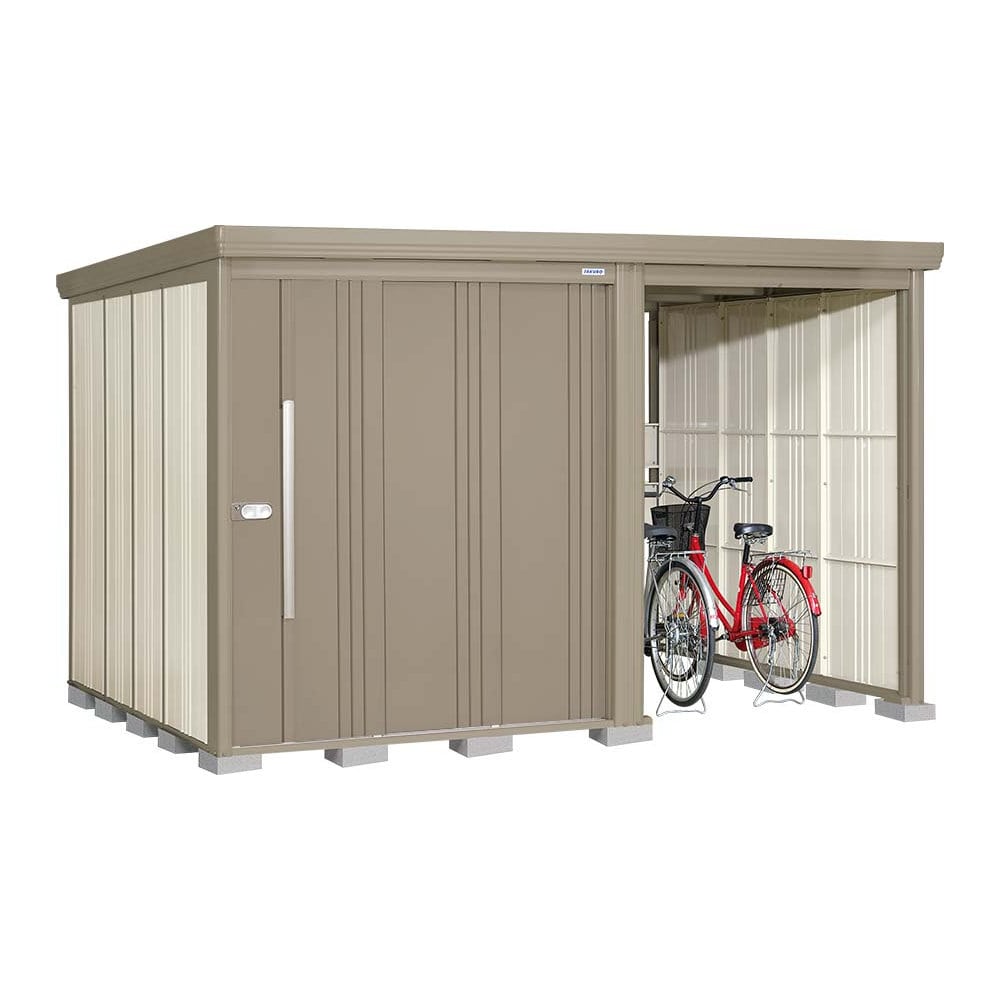 タクボ物置　Ｍｒ．ストックマン　プラスアルファ　間口３３５×奥行２６２ｃｍ　駐輪部間口１５０ｃｍ　多雪型・結露減少屋根　ムーンホワイト　ＴＰ－ＳＺ３３２６Ｗ