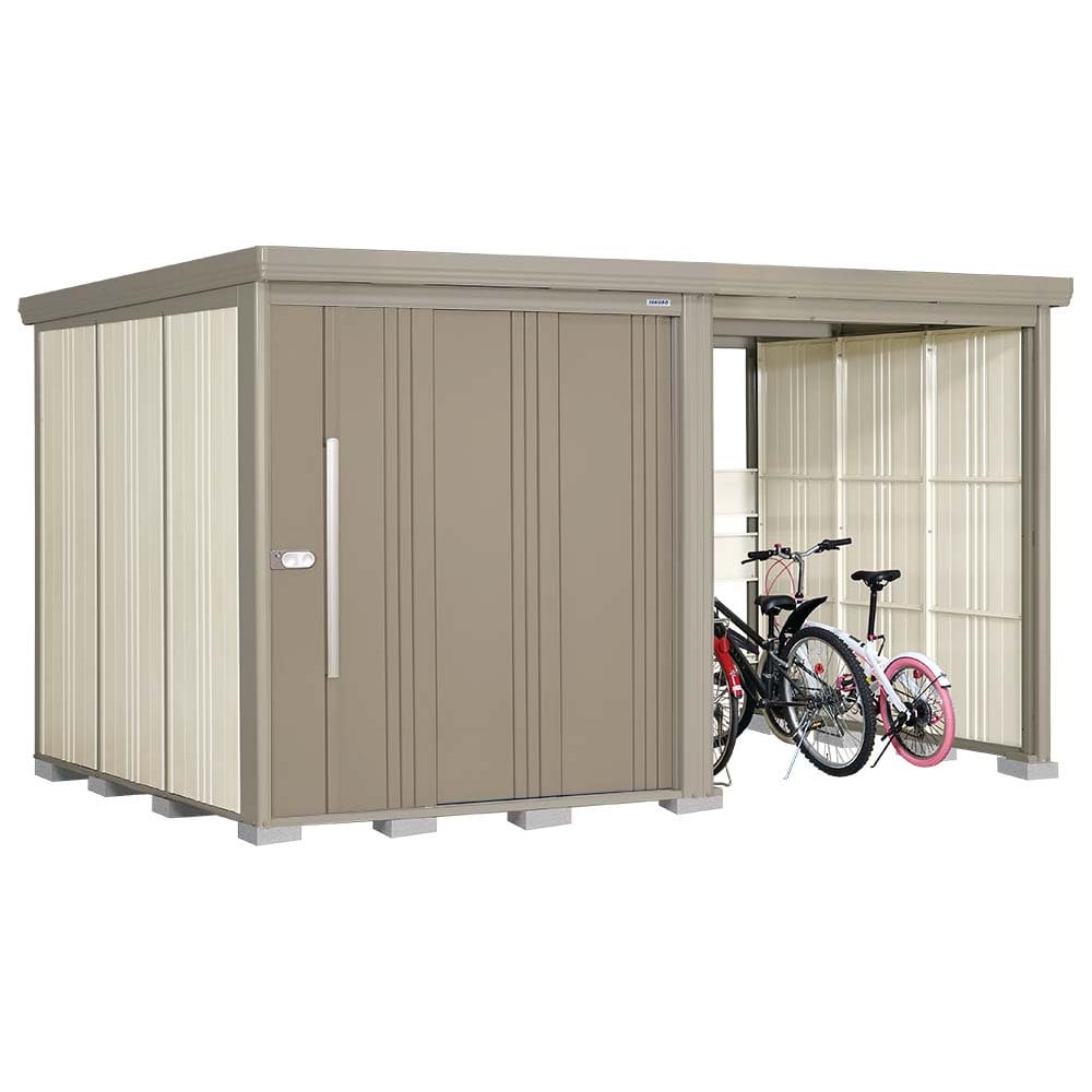 タクボ物置　Ｍｒ．ストックマン　プラスアルファ　間口３６８×奥行２２９ｃｍ　駐輪部間口１８３ｃｍ　多雪型・結露減少屋根　ムーンホワイト　ＴＰ－ＳＺ３７Ｒ２２Ｗ