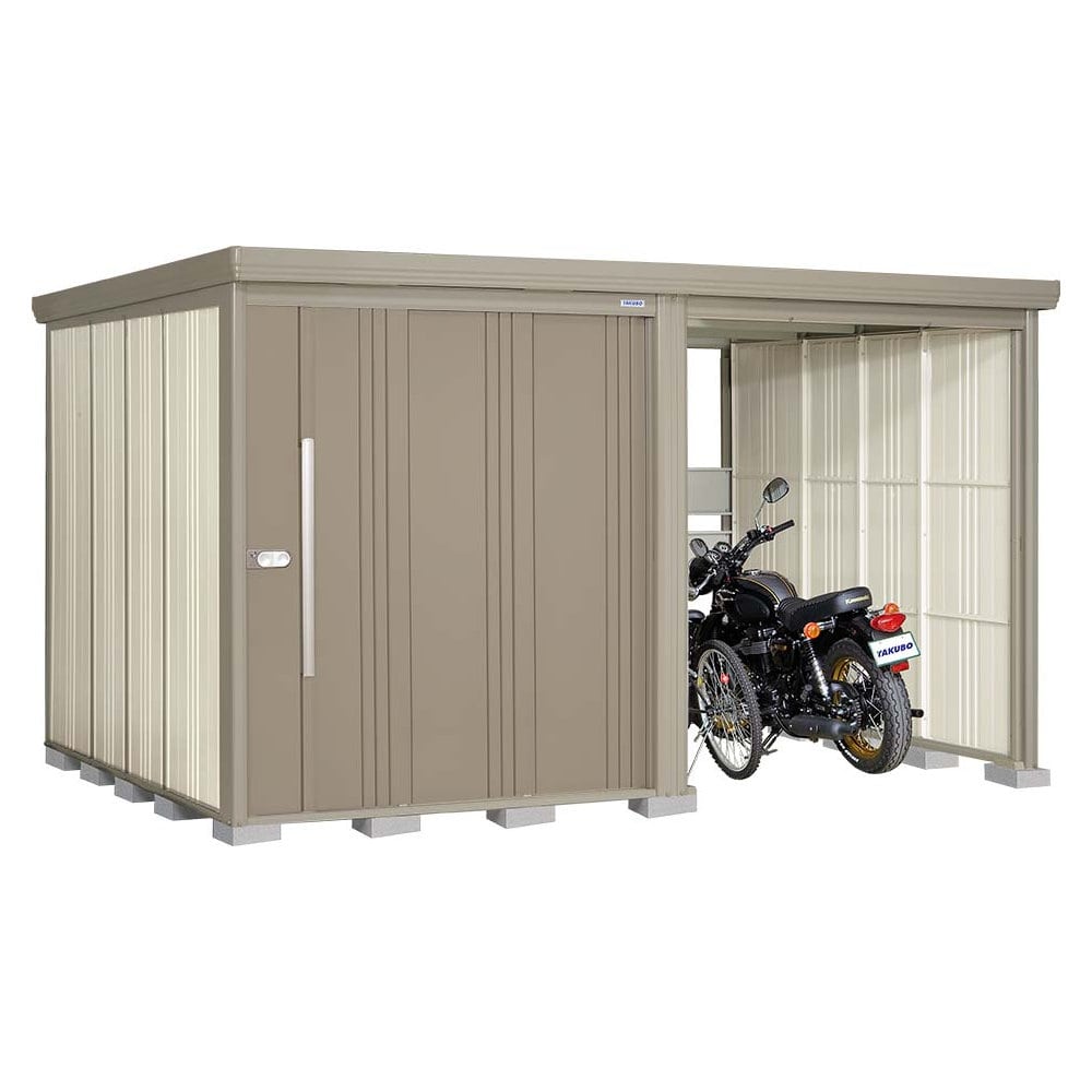 タクボ物置　Ｍｒ．ストックマン　プラスアルファ　間口３６８×奥行２６２ｃｍ　駐輪部間口１８３ｃｍ　多雪型・標準屋根　カーボンブラウン　ＴＰ－Ｓ３７Ｒ２６Ｂ
