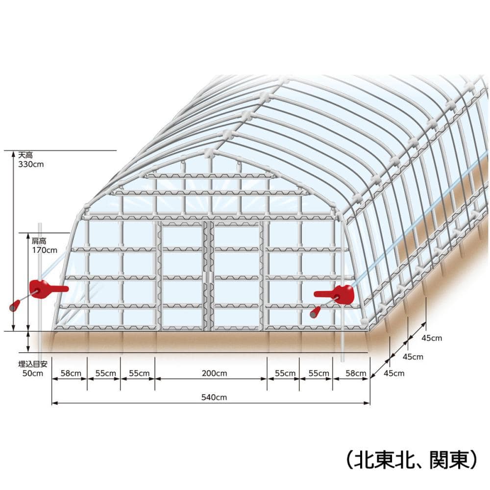ＤＸ育苗ハウス　パイプ径２２ｍｍ　間口３間×奥行１０間　（青岩秋）