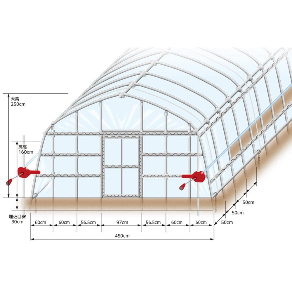 ＤＸ育苗ハウス　パイプ径１９ｍｍ２．５間×３０ｍ　（中四国九州）