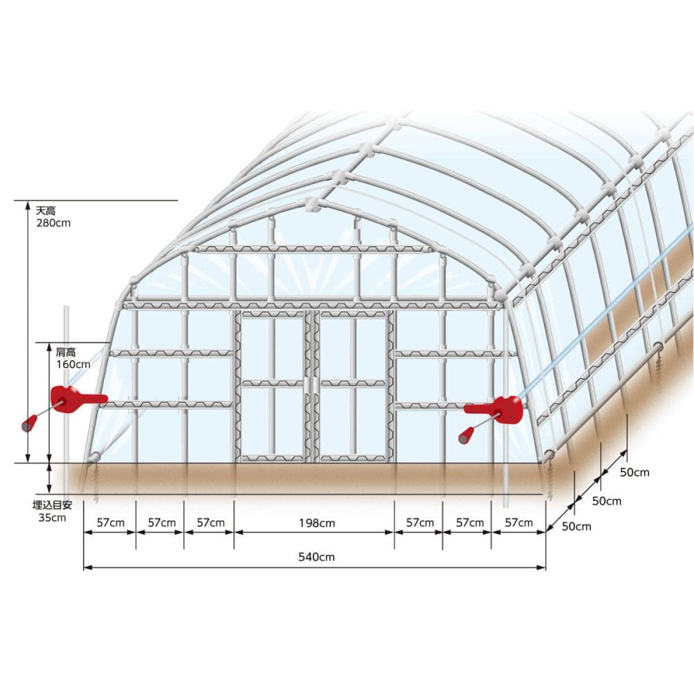 ＤＸ育苗ハウス　パイプ径２２ｍｍ３間×２８ｍ　（中四国九州）