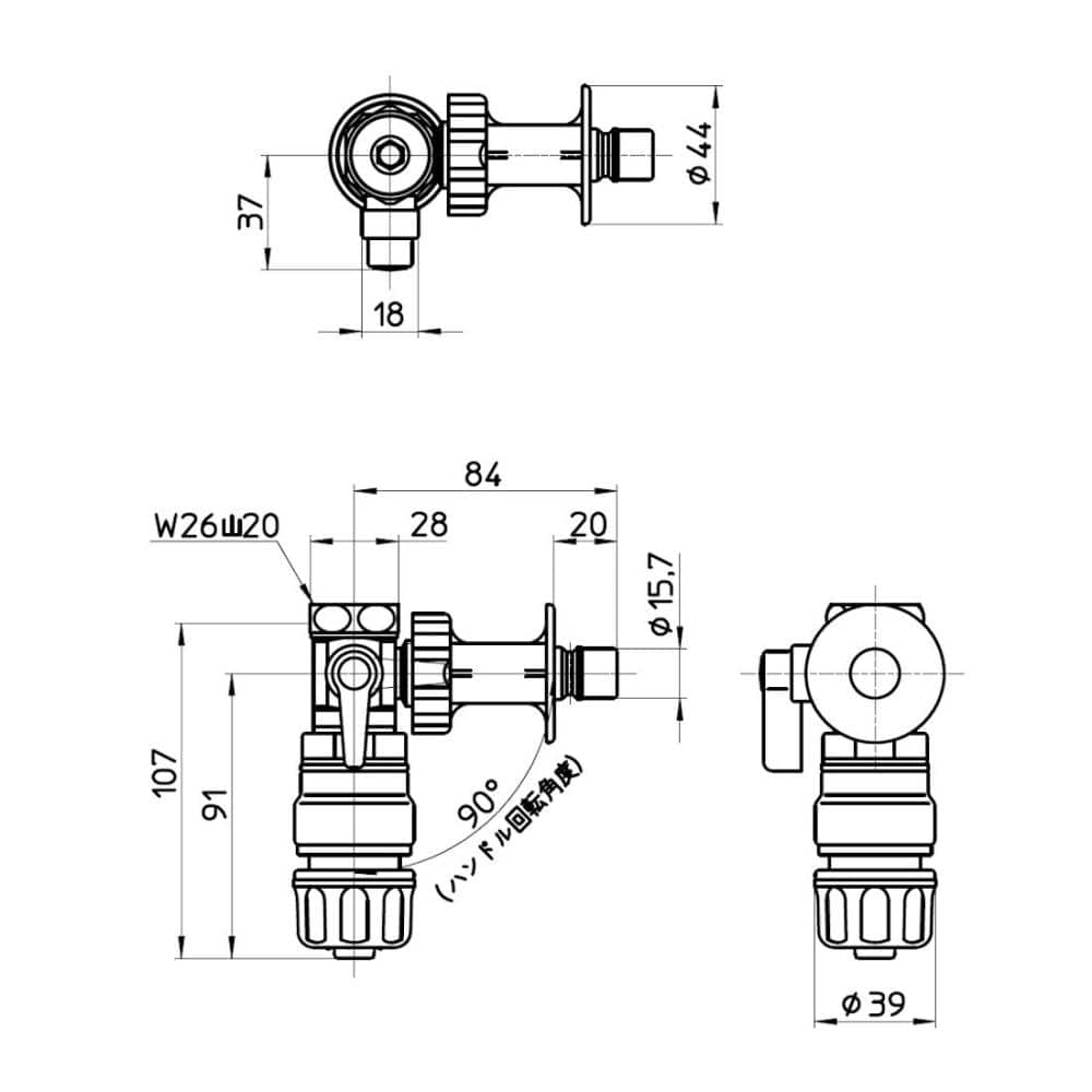 ＰＢ５３０　洗濯機用分岐バルブ