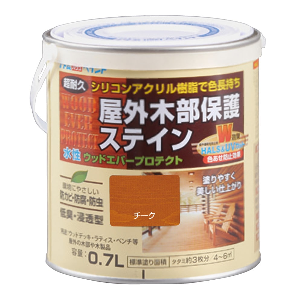 アトムハウスペイント ウッドエバープロテクト 水性 木部保護塗料 (木部着色塗料) チーク 0.7L
