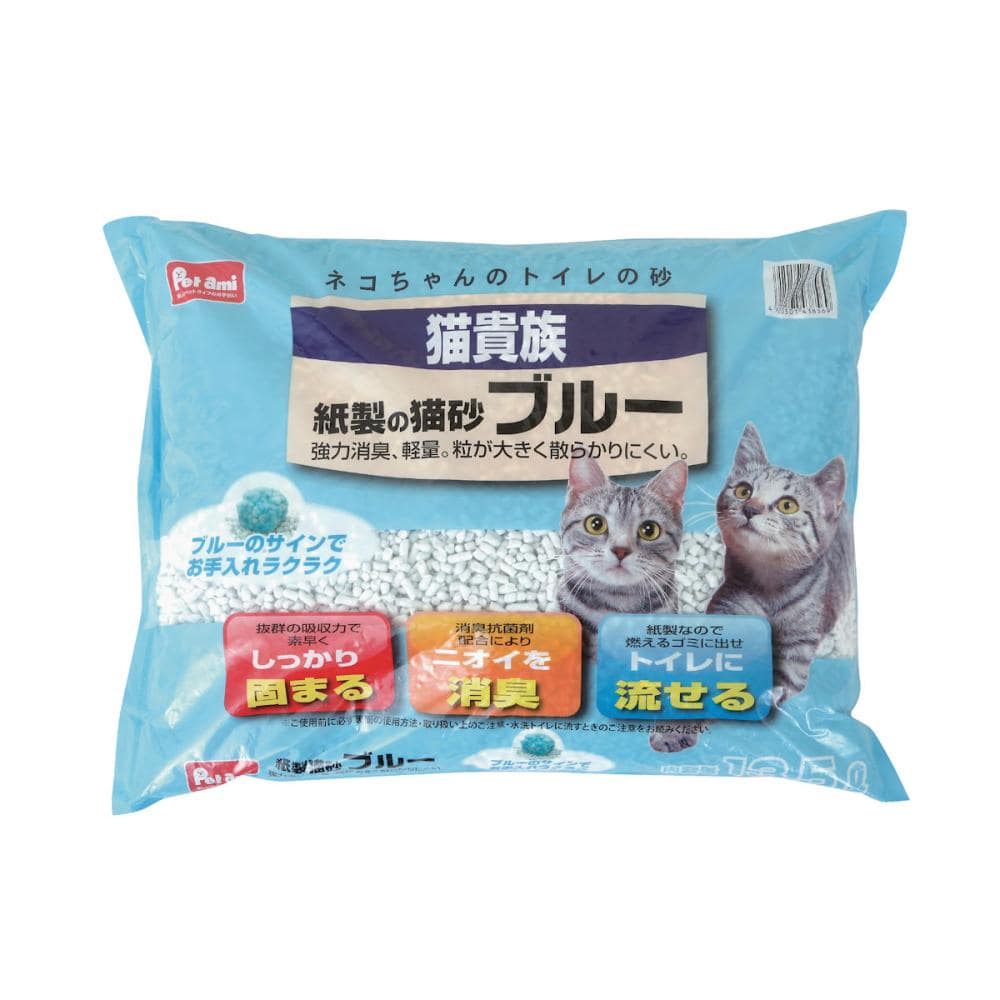 猫砂 Ｐｅｔａｍｉ　猫貴族　紙製の猫砂　ブルー　１３．５Ｌ