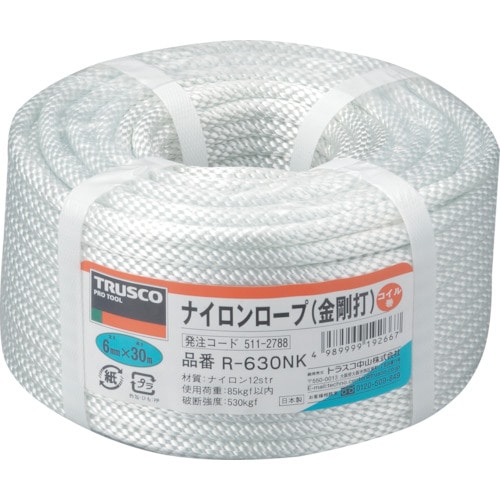 TRUSCO ナイロンロープ 金剛打 線径6mmX長さ30m_