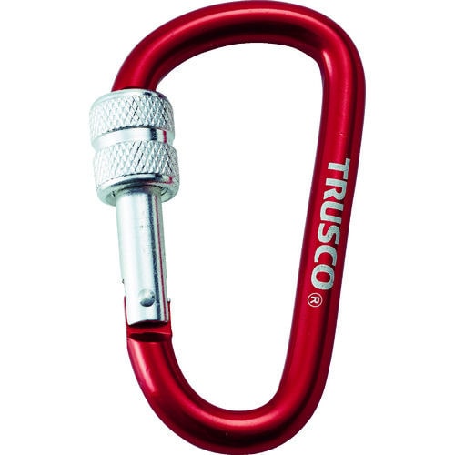 TRUSCO ネジロック付カラビナ 線径8mmx79mm レッド_