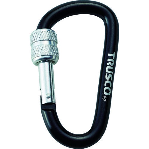 TRUSCO ネジロック付カラビナ 線径8mmx79mm ブラック_