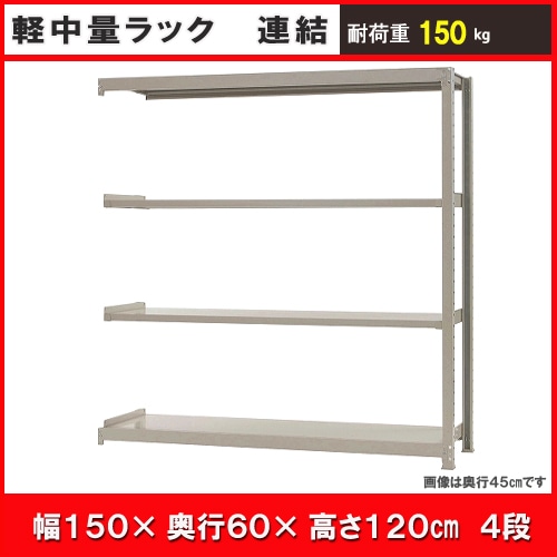 北島　中軽量１５０ｋｇ　幅１５００×奥行６００×高さ１２００ｍｍ　アイボリー　４段　連結