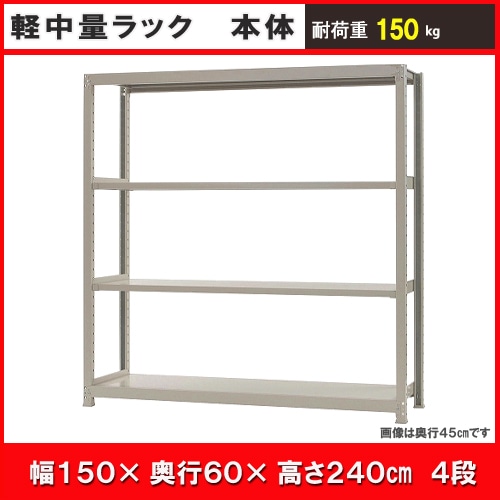 中量ラック 耐荷重300kgタイプ 連結 間口1200×奥行450×高さ2100mm 4段