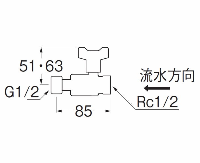 ナット付逆止付ボールバルブ　Ｖ６５７ＢＶ－１３