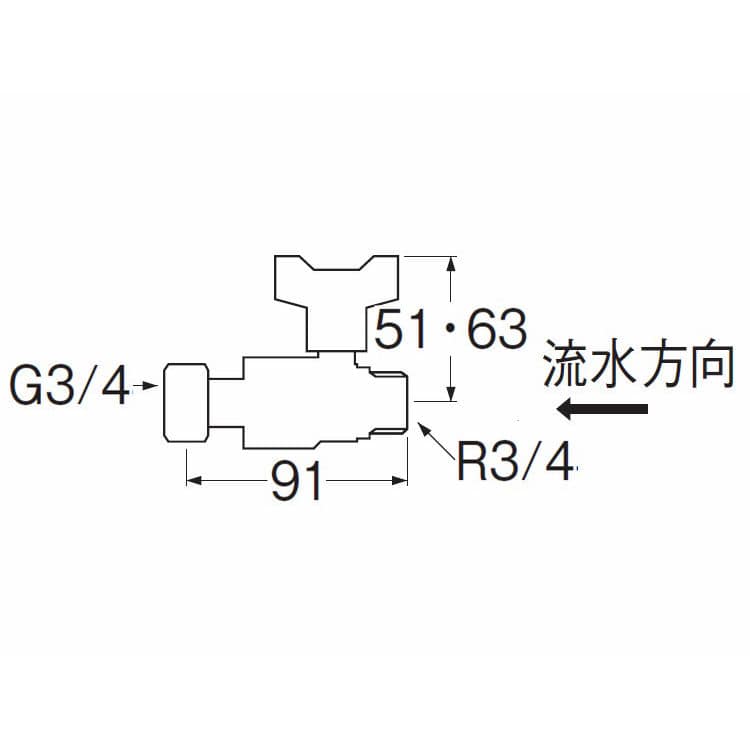 ナット付逆止付ボールバルブ　Ｖ６６５ＢＶ－２０