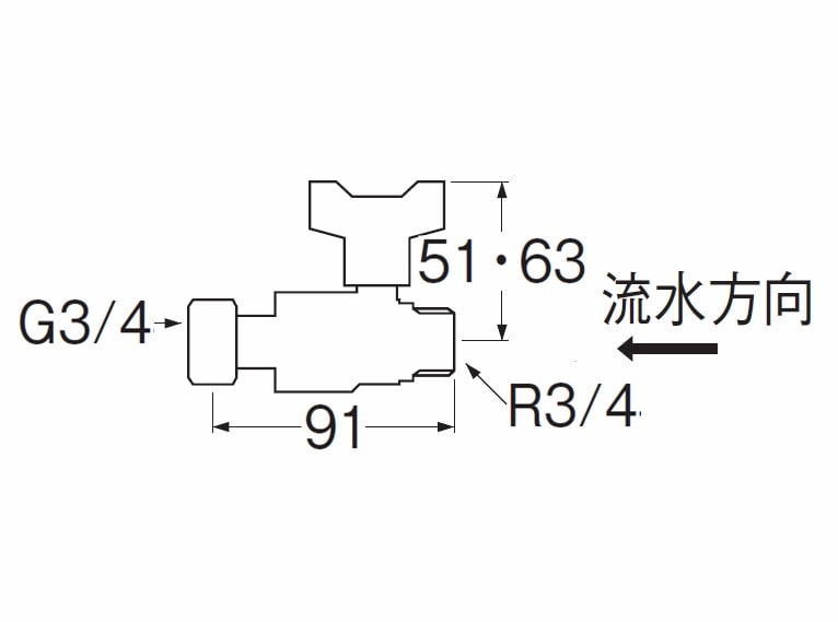 ナット付逆止付ボールバルブ　Ｖ６６５ＢＶ－２０