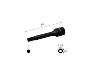 ナック　ヘキサゴンレンチソケットロングタイプ差込角９．５２ｘ対辺８ｍｍｘ６０Ｌ＿