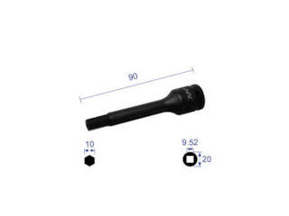 ナック ヘキサゴンレンチソケットロング差込角9.52x対辺10mmx90L_