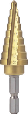 TRUSCO 六角軸電気設備用ステップドリル 2枚刃チタンコーティング 21mm_