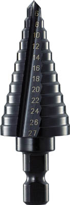 TRUSCO ステップドリル 2枚刃黒染め表面処理 6~27mm 段数12_
