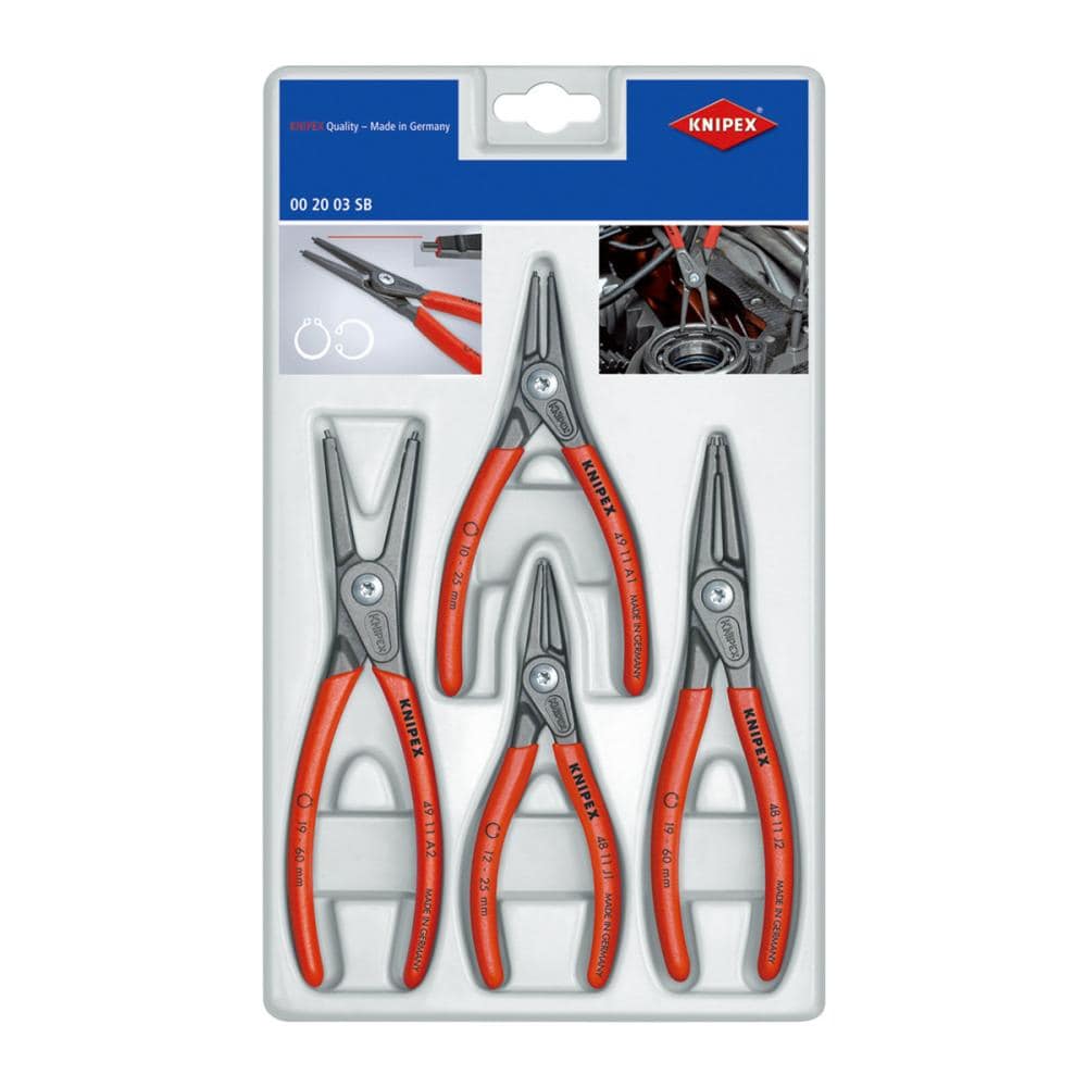 ＫＮＩＰＥＸ　４本組　精密スナップリングプライヤーセット　プラスチックハンドル　００２００３ＳＢ