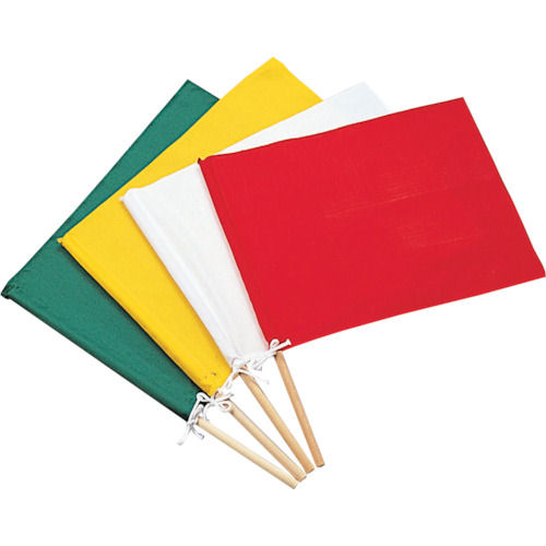 緑十字 手旗 黄 300(450)×420mm 布+木製棒_